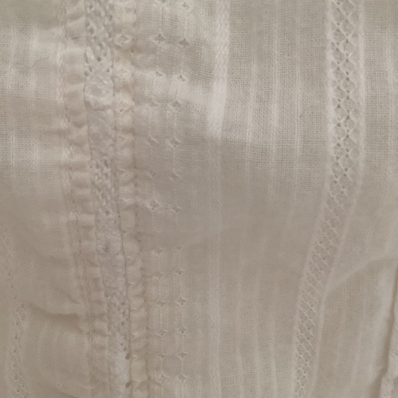 Natural Reflections White Embroidered Cap Sleeve Button Down Shirt S PRE-OWNED - Picture 7 of 10